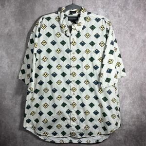 Preswick & Moore Shirt Mens Size XL White Golf Print Button Down Casual Preppy‎